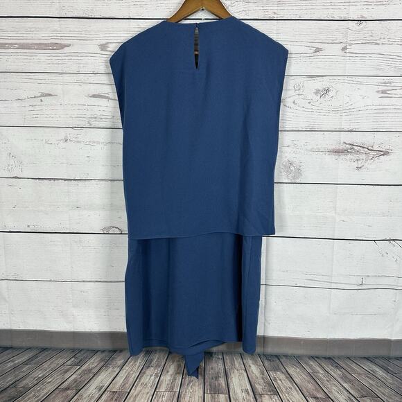 Tibi Dress Womens 8 Blue Navy Dot Tie Waist Square Neck Costal Beach - Picture 6 of 15